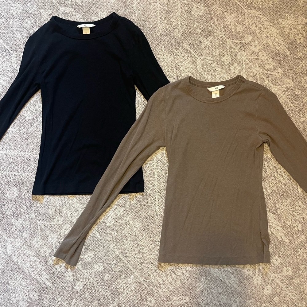 H&M ribbed long sleeve tops